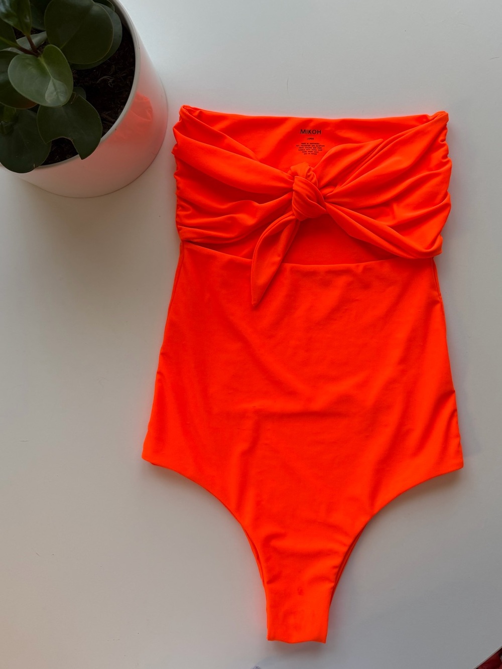 MIKOH Lana 2 Strapless Knot One Piece in Fiery Orange NWT Size L